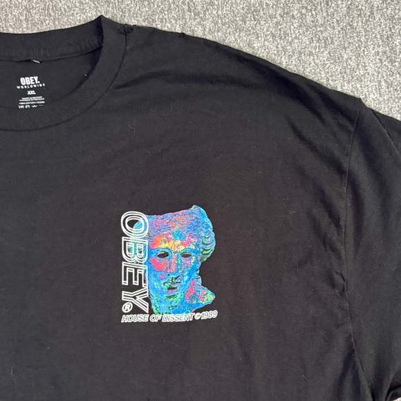 Obey World Wide House Of Dissent Graphic Tee Shirt Black Men’s XXL - Picture 2 of 7